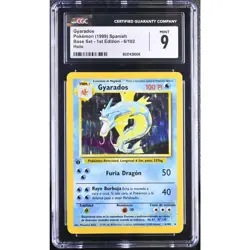 CGC 9 MINT Gyarados 1st Edition 6/102 Pokemon Spanish Base Set Holo (PSA/BGS) - Image 1