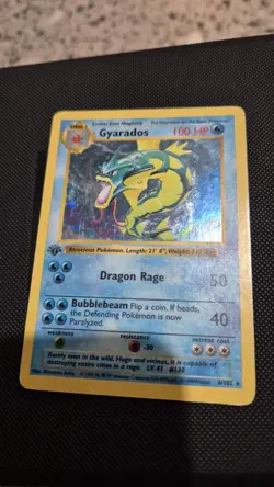 Pokemon TCG Gyarados Base Set Shadowless 1st Edition Holo Rare 6/102 1999 - Image 4