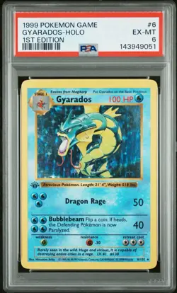 Pokemon Gyarados Base Set Shadowless 1st Edition Holo PSA 6 6/102 1999 English - Image 1