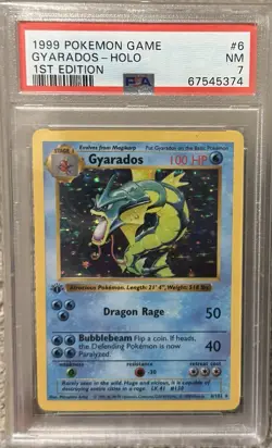 Pokemon 1999 Base Set Gyarados 6/102 Holo Rare 1st Edition Shadowless PSA 7 - Image 1