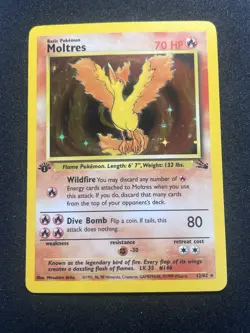 Pokemon Moltres 12/62 1st Edition Fossil Holo WOTC Vintage Rare Card - Image 1