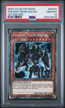 2024 YU-GI-OH! RA03-QUARTER CENTURY BONANZA 1ST ED ANCIENT GEAR GOLEM PSA 10 - Image 1