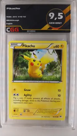 Carte pokemon Pikachu CGG 9.5 Gem-Mint BREAKthrough 48/162 21120043 - Image 1