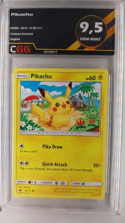 Carte pokemon Pikachu CGG 9.5 Gem-Mint Crimson Invasion 30/111 21120017 - Image 1