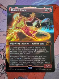 Human Torch (Borderless) (Surge Foil) 877 Holo Commander: Marvel Super Heroes NM - Image 1