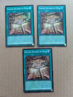 YuGiOh! 3x Ragged Records of Rites CORI-EN062 1st Edition NM Super Rare - Image 1