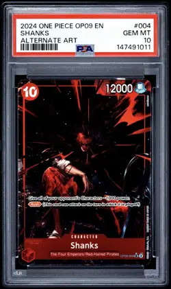 2024 ONE PIECE OP09-EMPERORS IN THE NEW WORLD ALTERNATE ART #004 SHANKS PSA 10 - Image 1