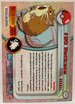 Raticate #20 Topps Trading Cards Series 1 Pokemon - Image 2