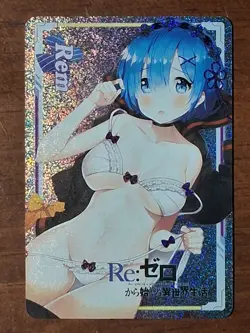 Rem Re:Zero Holo Glitter Waifu Card Lot 3 Anime Collectible Cards - Image 3