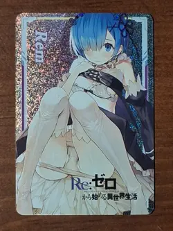 Rem Re:Zero Holo Glitter Waifu Card Lot 3 Anime Collectible Cards - Image 4