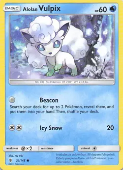 Pokemon Card - Alolan Vulpix - (21/145 - Guardians Rising) - Image 1