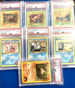 First ed. PSA 8 Pokemon graded slab lot Gym Hero’s uncommon cards Poliwhirl - Image 1