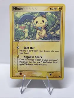 Minun 41/107 Deoxys Regular Uncommon Vintage Pokemon Card - Image 1