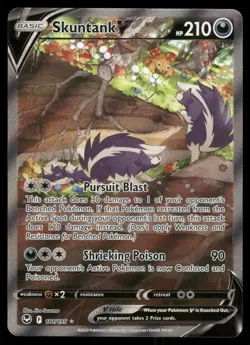 Skuntank V 181/195 Ultra Rare Silver Tempest Pokemon Holo Near Mint - Image 1