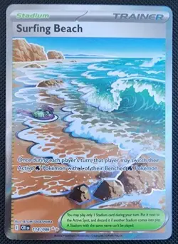 Surfing Beach 114/086 Full Art Ultra Rare Holo Pokemon Chaos Rising NM - Image 1