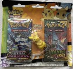 POKEMON TCG SWORD & SHIELD PIKACHU ERASER SET with 2 BOOSTER PACKS - Image 1