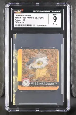 Cubone/Marowak Holo 1999 Artbox Action Flipz Premier Edition #8 CGC 9 OC Error - Image 1