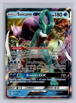 Suicune GX 60/214 Holo GX Rare Lost Thunder Pokemon Lightly Played - Image 1