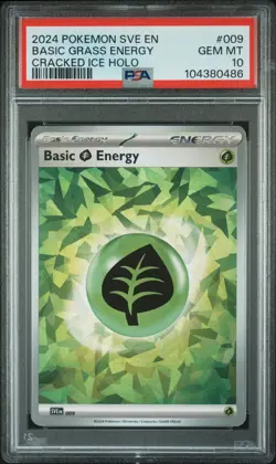 2024 POKEMON SVE EN-BASIC ENERGIES CRACKED ICE HOLO BASIC GRASS ENERGY PSA 10 - Image 1