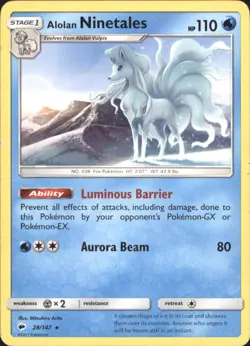 ALOLAN NINETALES 28/147 RARE BURNING SHADOWS POKEMON LP - Image 1