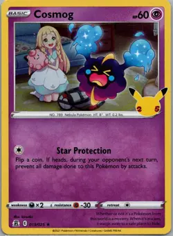 Pokemon TCG Cosmog 13/25 Celebrations Holo LP - Image 1