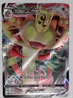 Meowth VMAX SWSH005 Holo Promo Sword & Shield Promo Pokemon Heavily Played - Image 1