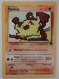Mankey 61/82 Common Team Rocket Pokemon 1st Edition Moderately Played - Image 1
