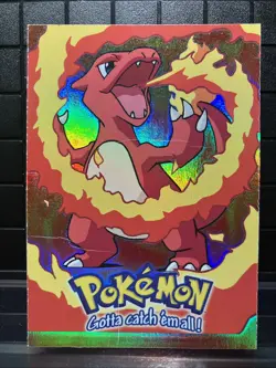 1999 Topps Pokemon First Movie Rainbow Foil E5 Charmeleon Blue Logo Scratches - Image 1