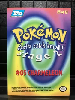 1999 Topps Pokemon First Movie Rainbow Foil E5 Charmeleon Blue Logo Scratches - Image 2