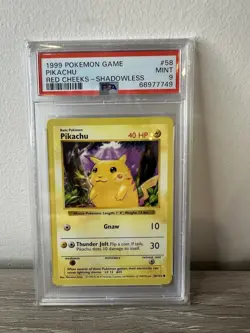 Pokemon Pikachu PSA 9 Red Cheeks Shadowless 1999 #58 58/102 Pokemon Game - Image 1