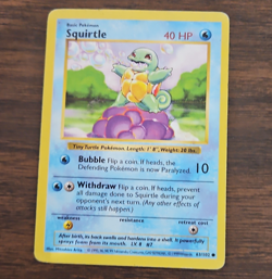 WotC Pokemon TCG Squirtle 63/102 Base Set Common Regular Unlimited 1999 40 HP - Image 1