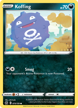 KOFFING 075/159 CROWN ZENITH REVERSE HOLO COMMON NM - Image 1