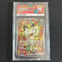 Pokemon TCG Meowth ex SIR 121/088 Perfect Order ACE 10 - Perfect Subgrades - Image 1
