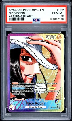 2024 ONE PIECE OP09-EMPERORS IN THE NEW WORLD ALTERNATE ART NICO ROBIN PSA 10 - Image 3