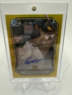 2026 Bowman Edward Florentino Chrome Auto True Yellow Refractor 1st #/75 Pirates - Image 1