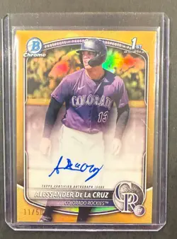 2025 Bowman Chrome Alessander De La Cruz 1st True Gold Refractor Auto /50 - Image 1