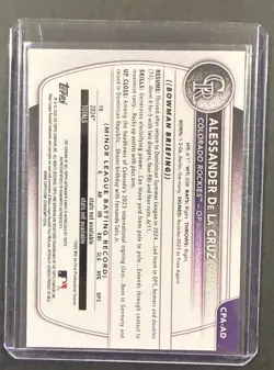 2025 Bowman Chrome Alessander De La Cruz 1st True Gold Refractor Auto /50 - Image 2