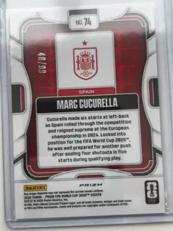 2026 Panini Prizm FIFA World Cup Marc Cucurella Teal Wave Prizm /99 #74 Spain - Image 2