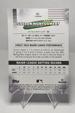 Colson Montgomery RC 2026 Topps Finest Common Mini Diamond Refractor #30 - Image 2