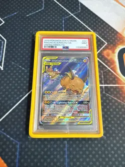 2019 POKEMON SUN & MOON UNIFIED MINDS FULL ART/RAICHU & ALOLAN RAICHU GX PSA 9 - Image 2