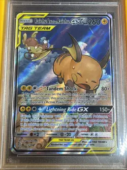 2019 POKEMON SUN & MOON UNIFIED MINDS FULL ART/RAICHU & ALOLAN RAICHU GX PSA 9 - Image 3