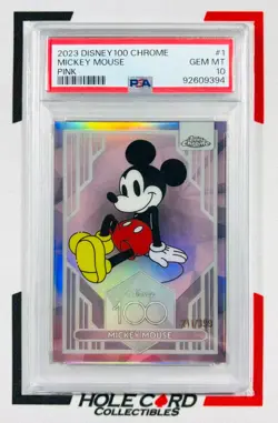 MICKEY MOUSE PSA 10 2023 Topps Disney 100 Chrome #1 Pink Refractor /399 - Image 1