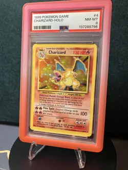 1999 POKEMON BASE SET UNLIMITED #4 CHARIZARD-HOLO PSA 8 NEW CERT - Image 1