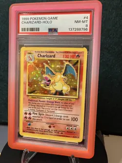 1999 POKEMON BASE SET UNLIMITED #4 CHARIZARD-HOLO PSA 8 NEW CERT - Image 5