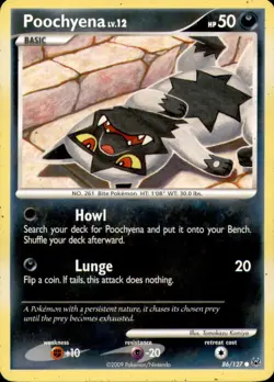 POOCHYENA 86/127 Common Platinum Pokemon Moderately Played - Image 1