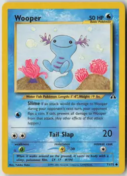 Wooper 71/75 Common Neo Discovery Pokemon Unlimited Heavily Played - Image 1