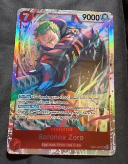 Bandai One Piece Card Game Roronoa Zoro EB04-007 SR Alt Art Foil 9000 Eng - Image 1