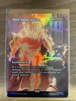 Fiery Emancipation Borderless Foil Marvel's Super Heroes MTG Mythic 0070 - Image 1