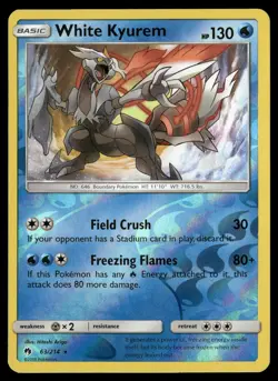 White Kyurem 63/214 Rare Lost Thunder Pokemon Reverse Holo NM/M - Image 1