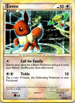 Eevee 48/90 Common HGSS Undaunted Pokemon Lightly Played - Image 1